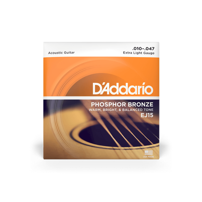 Struny gitary akustycznej EJ15 10-47 Phosphor Bronze D'Addario