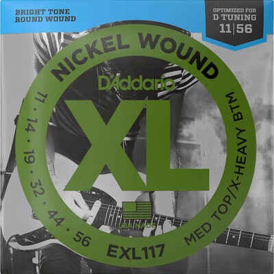 Struny gitary elektrycznej EXL117 11-56 D drop D'Addario